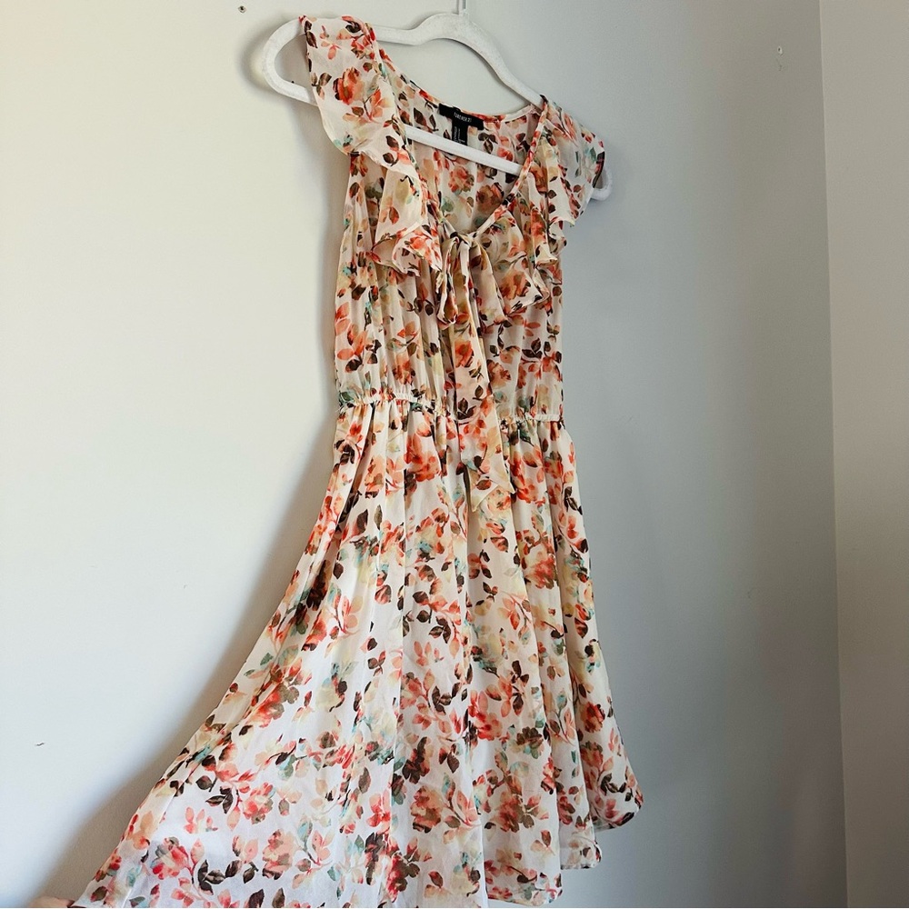Floral Ruffle White / Cream Multicolor Dress for Bridal or Baby Shower
